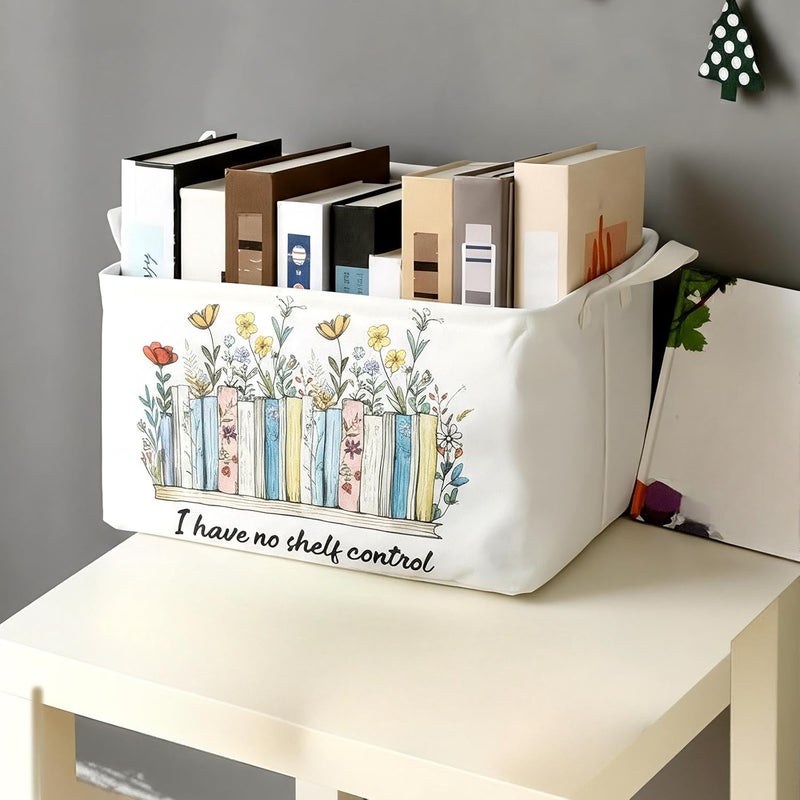 Marsui Book Lover Gifts TBR Book Storage Basket to Be Read List Storage Bin Bookish Accessories Bookworm Gift for Club Members Student Teacher Reading Accessories (Multicolor,I Have No Shelf Control) - Image 2